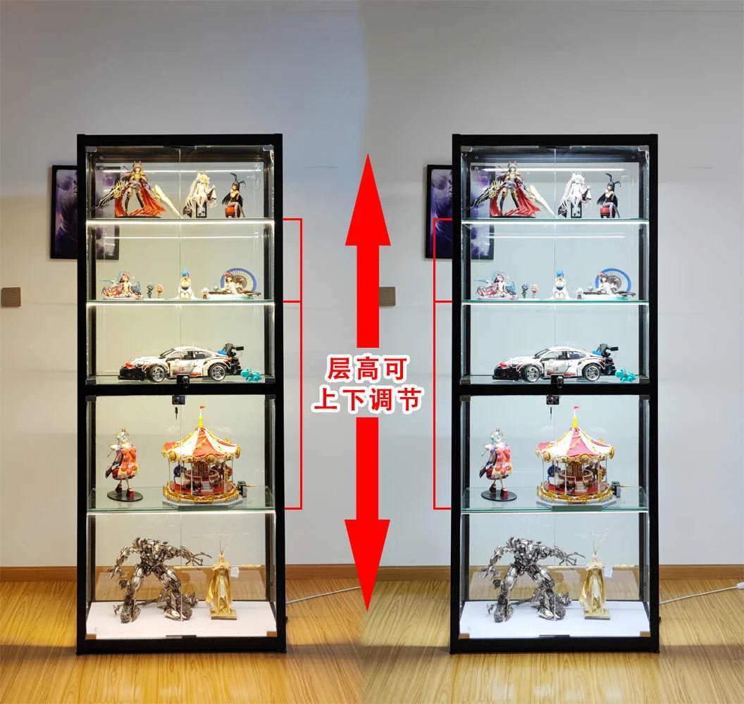 Custom.Full Vision Customization High End Aluminium Display Glass Cabinet Commercial Tall Glass Showcase with LED Stripfor Retai