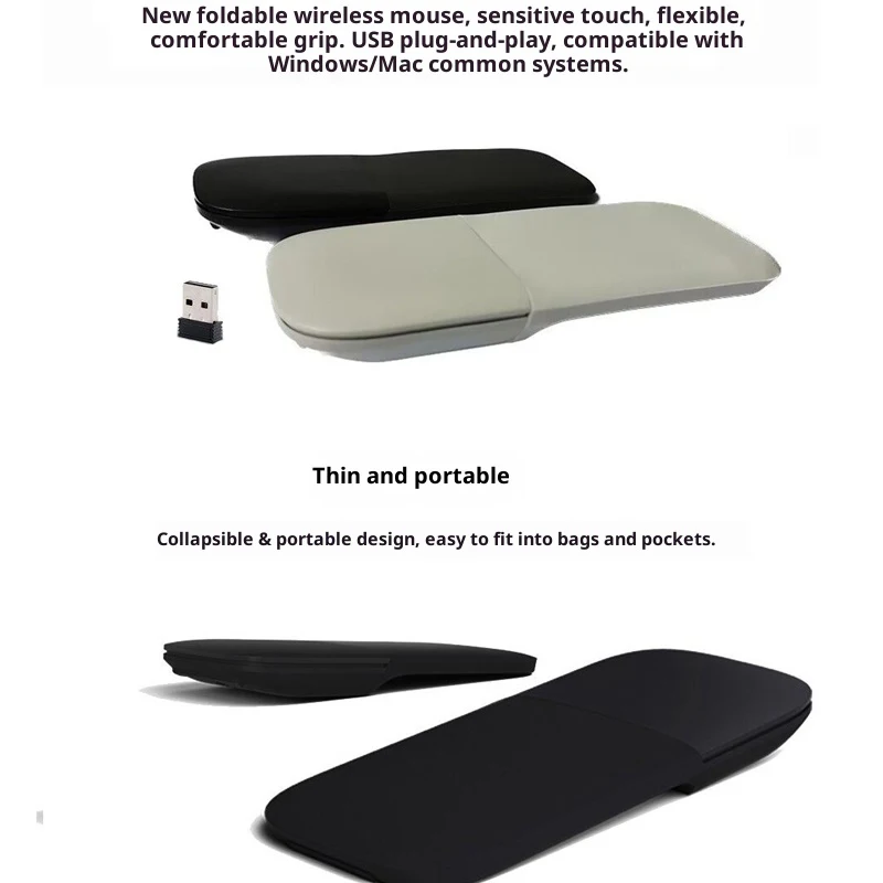 ماوس بلوتوث أصلي قابل للطي يعمل باللمس الصامت لأجهزة Apple Microsoft Surface مريح Mause PC iPad ثلاثية الأبعاد ماوس ليزر ماوس لاسلكي
