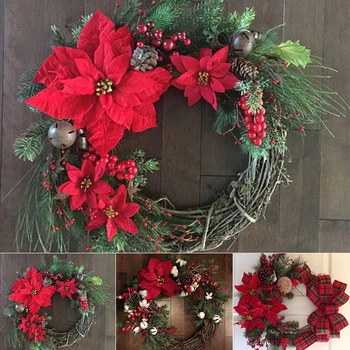 크리스마스 장식 크리스마스 화환 등나무 세트, 문 화환, 새해 장식, 꽃 화환, 야외 홈 장식 