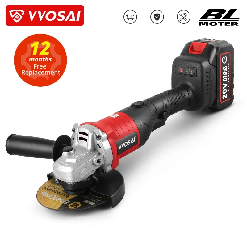 

VVOSAI 125mm MT-Series 20V Brushless Angle Grinder Rechargeable 3 Gears Wireless Electri Cutting Grinding Cordless Power Tools