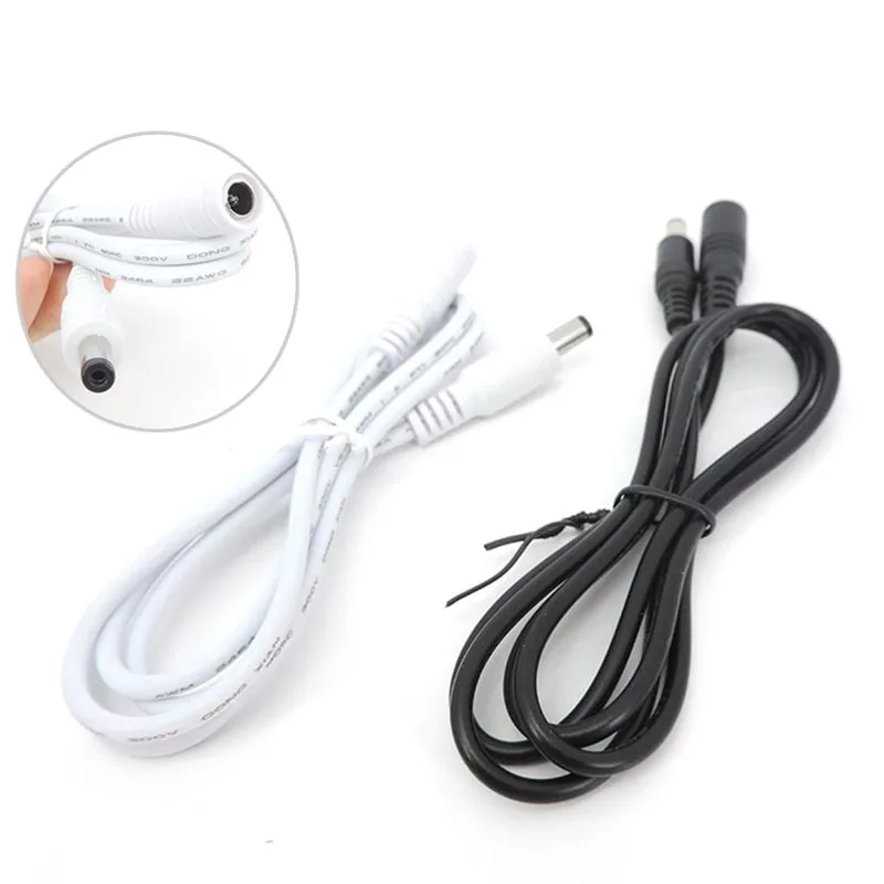 

1m white black dc male to Female to Male Plug 12V 24v DC Power supply Cable Extension Cord Adapter 5.5mmx2.1mm For Strip Light