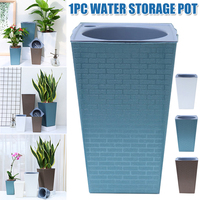 Large Flowerpot Imitation Metal Plastic Tall Planter Garden Accessories Brick Pattern Square Flower Pots With Inlet Watering