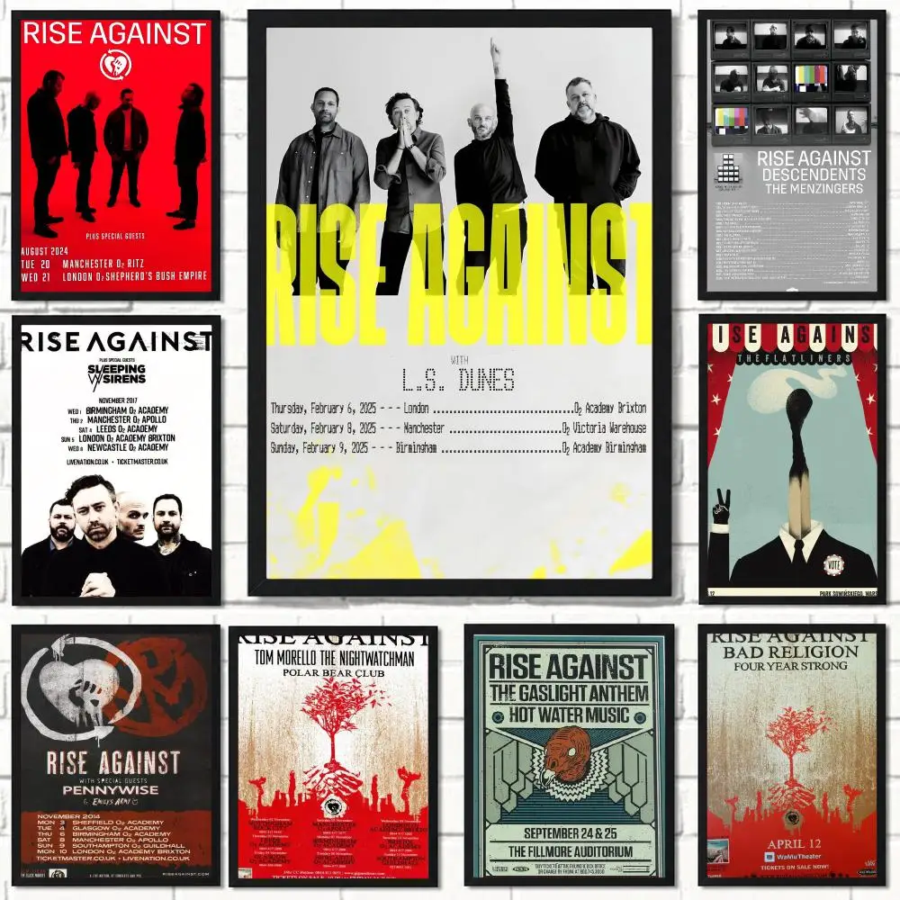 band R-Rise Against-T Poster Self Adhesive Wall Decor for Modern Home Cafe Office and Bar
