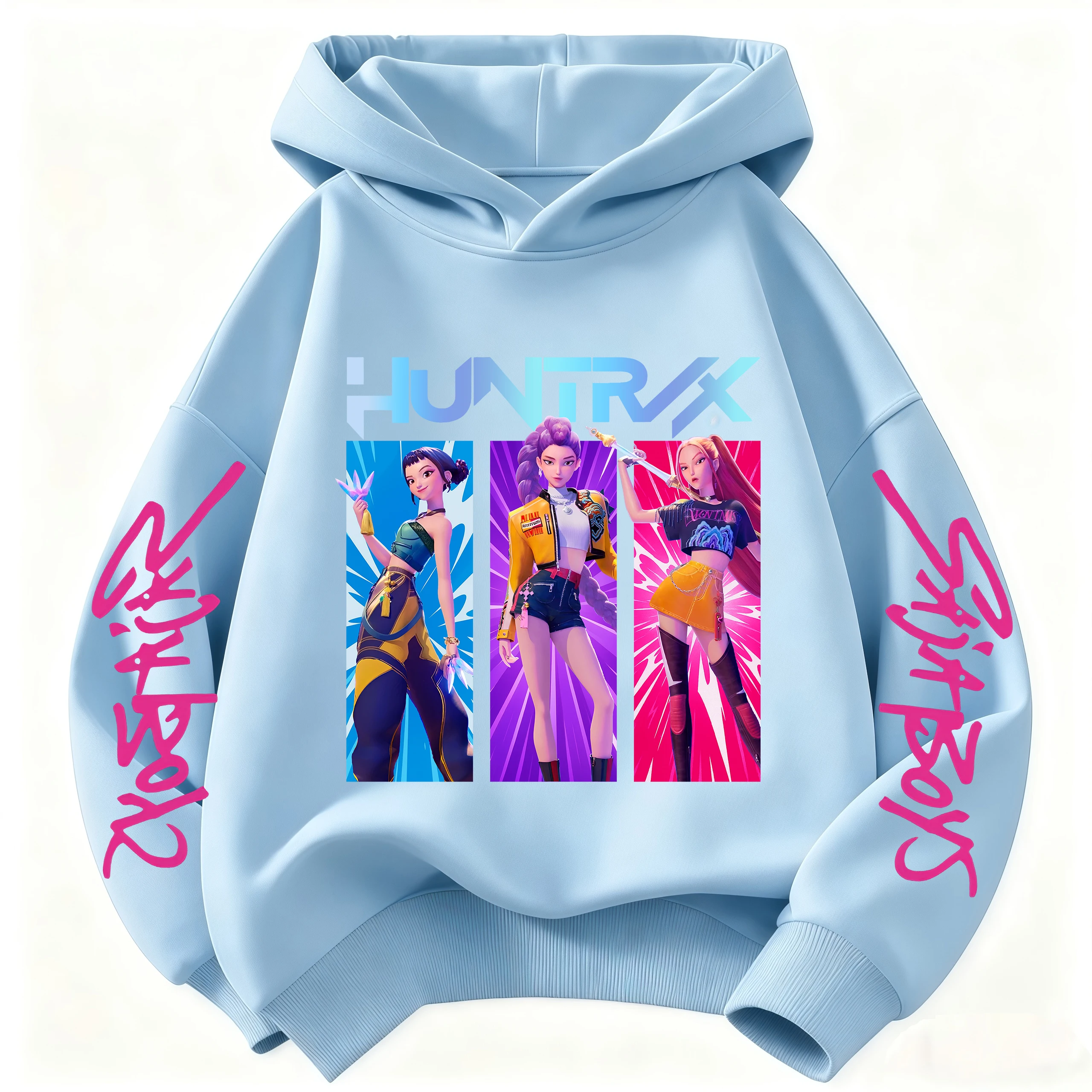 2026 Girls Cartoon Hoodie for Boys and Girls Hunter Rumi Derpy Warm and Thick, Fashionable Casual Top, Printed Purple Sweatshirt