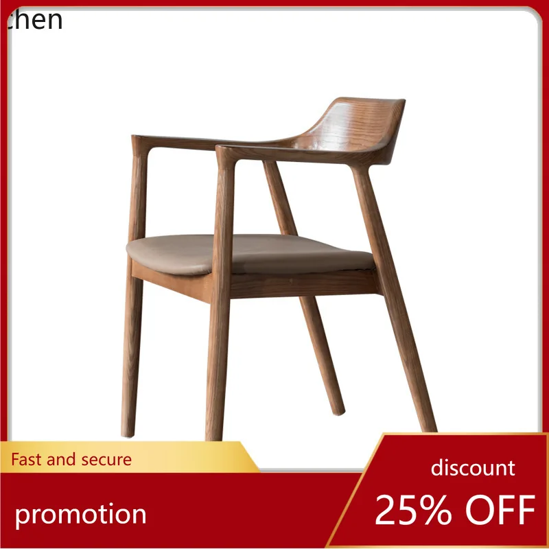 

CZ Solid Wood Dining Japanese Style Casual Cafe Walnut Ash Wood Chair Computer Chair Desk Chair