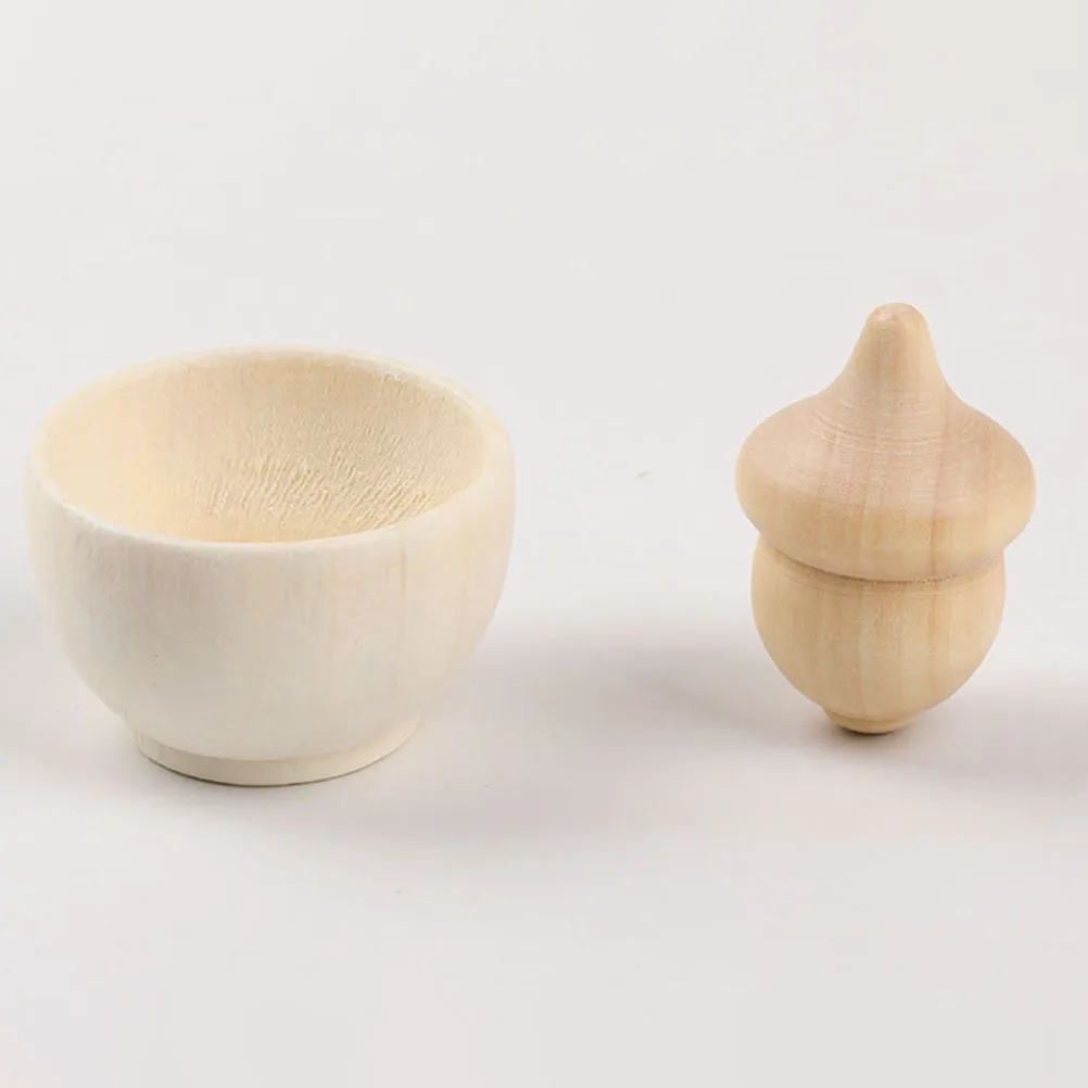 10 مجموعات من الأطباق الخشبية Acorns DIY لوازم الرسم للأطفال التعليمية الحرفية ديكور لم تنته الملحقات الخشبية لوازم خشبية ذاتية الصنع