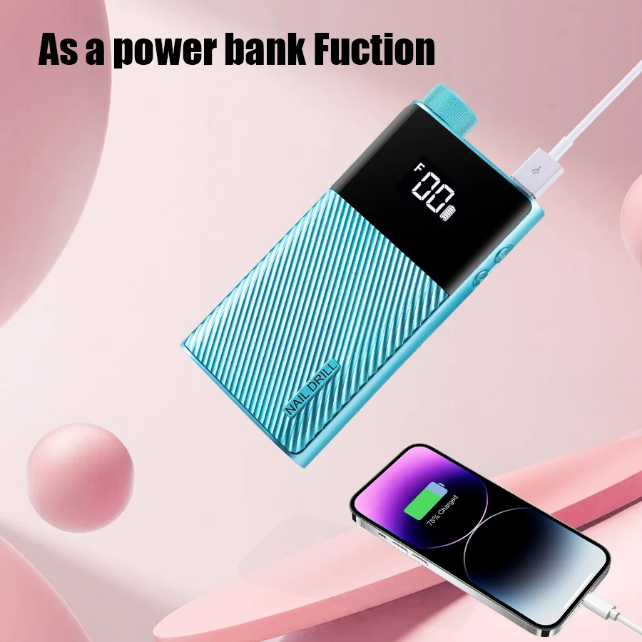 Cosprysmal Professional Electric Nail Drill File, Cordless Portable Efile Nail 45000 RPM Wireless Nail Drill For Salon Home Use