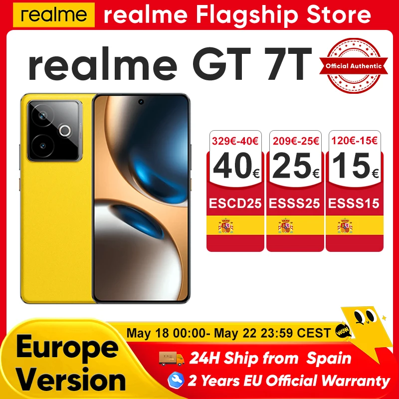 realme GT 7T 5G Smartphone nuevo MediaTek 8400-MAX, batería Titan de 7000 mAh, carga ultrarrápida de 120 W y pantalla de 6,8 pulgadas a 120 Hz. Versión global