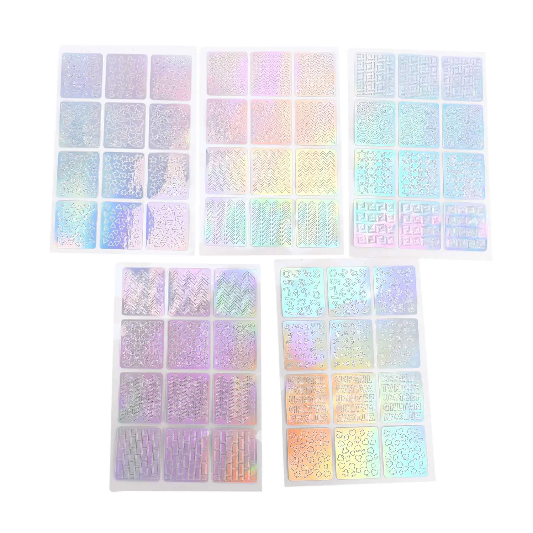 60 pieces 5 sheets styles nail stencils Art nail stickers set Cute nail Art designs nails Stencil sheets