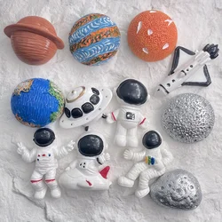 10pcs Space Themed Astronaut Rocket Stone Figurine Flatback Resin Charms for DIY Phone Cases Hair Clips Jewelry Accessories