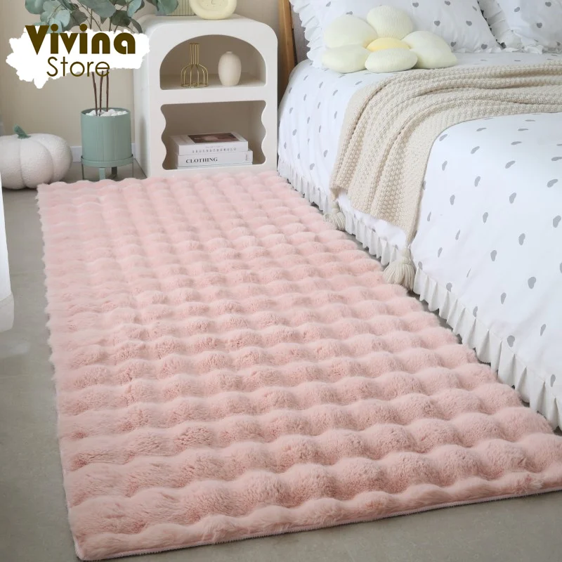 Faux Rabbit Hair Fluffy Rug Sofa Mat Anti-slip Washable living Room Rugs Soft Bedroom Carpet For Girls Furry Chair Mat Decoratio