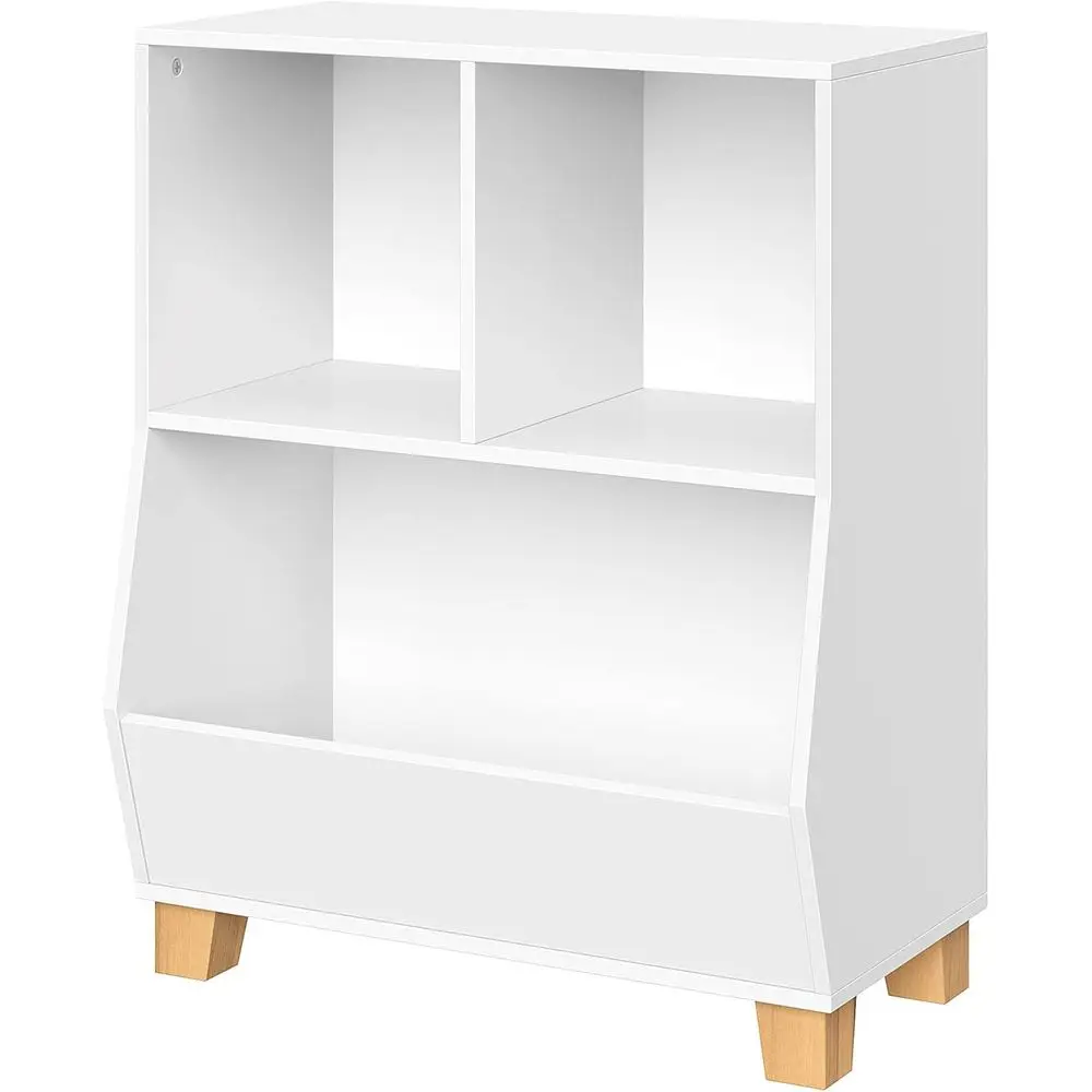 화이트 플레이룸 장난감 정리함: 어린이 책과 장난감을 위한 대형 수납함이 있는 2칸 수납장