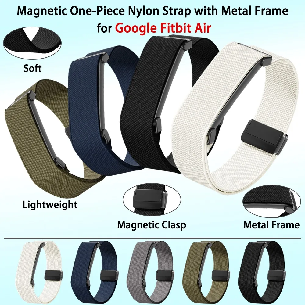Einteiliges Nylonarmband mit Metallrahmen für Google Fitbit Air. Leichtes, magnetisches Nylon-Sportarmband für Google Fitbit Air