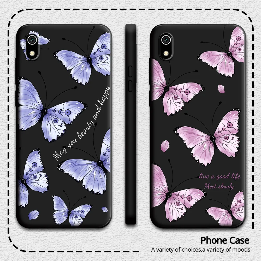 For Redmi 6 Pro 6A 7 7A Case Flower Soft Silicone Butterfly Phone Case For Xiaomi Redmi 8 8A Redmi8a Fashion Back Cover Bumper