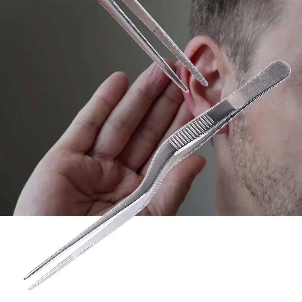 Silver Portable Oral Cleaner Ear  Wax Removal Stainless Steel Ear Tweezer Ear Care Tools Nail Clip Ear Cleaning Clip