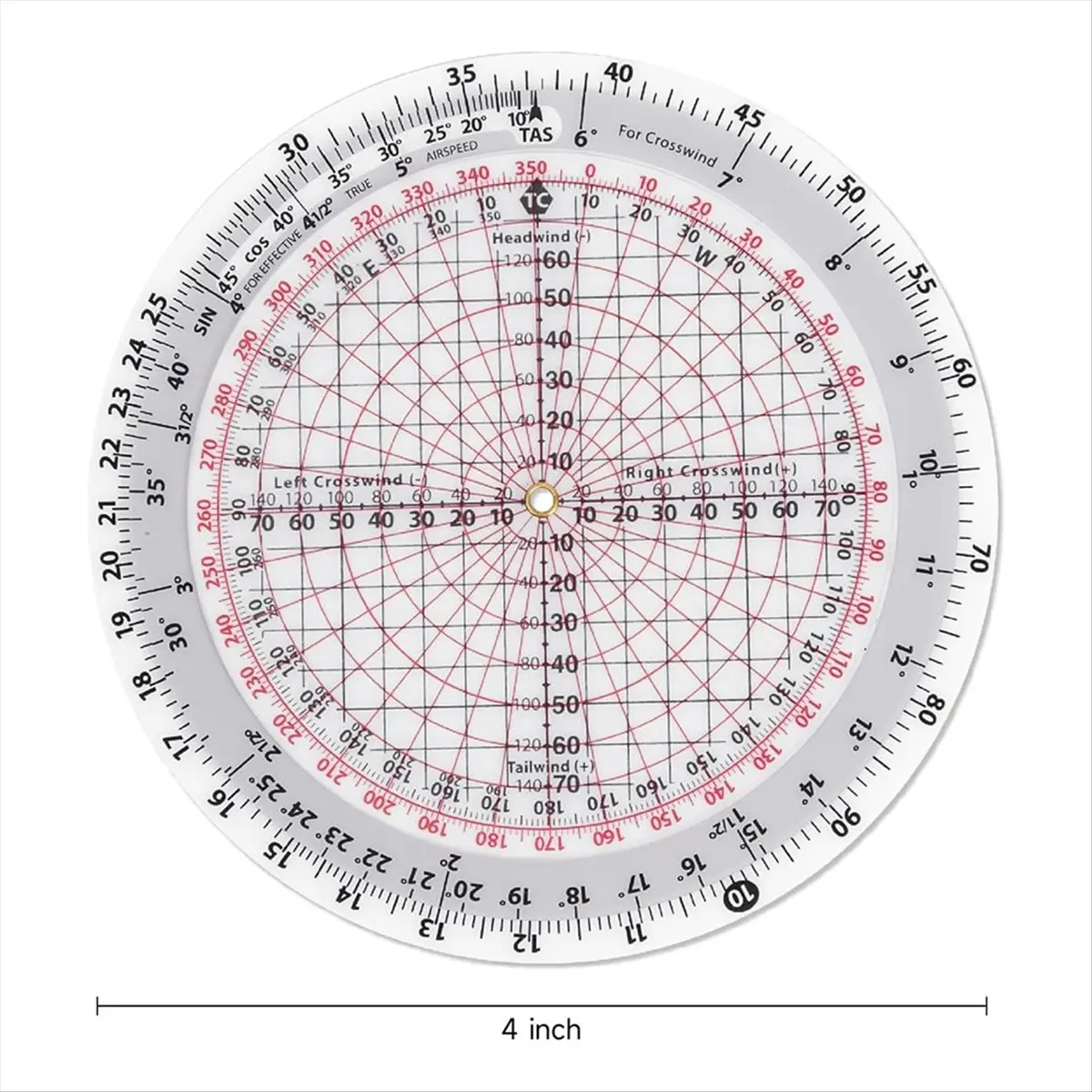 E6B-R2 4 Inch Diameter Circular Flight Computer, Flight Computer Calculator Standard Flight Training Student Use IFR VFR-A10G