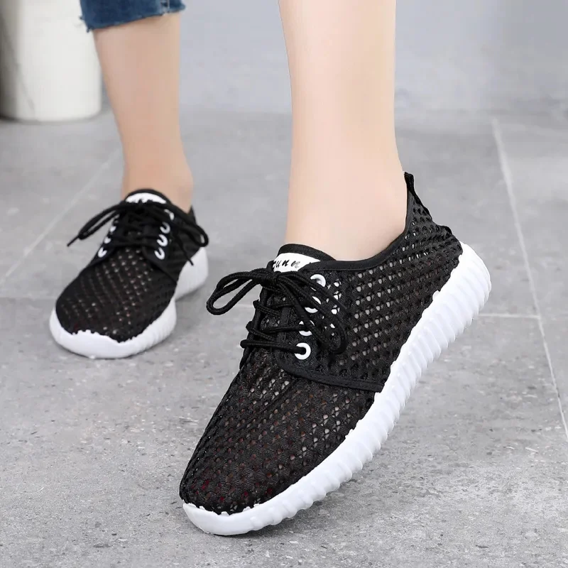 Zapatos De Mujer Women Casual Black Mesh Breathable Lace Shoes Lady Spring & Summer Comfort Anti Skid Student Chool Shoes E577