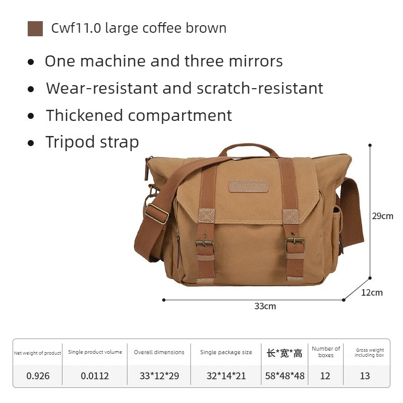 Vintage Canvas Camera Bag with Convertible Casual Design, Tripod Straps, Adjustable Dividers, Anti Theft plus Shock Protection