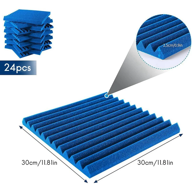 Paneles de espuma acústica para pared, paquete de 48 paneles insonorizados de 1x12x12 pulgadas con sonido de fuego, cuñas de sonido para estudios y hogar