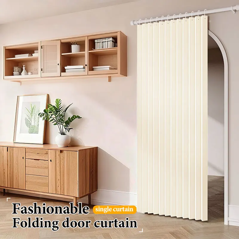 Foldable Door Curtain Privacy Protection Thermal Insulated Blackout with Hooks for Bedroom Kitchen Space Saving Draft Stopper - view 6