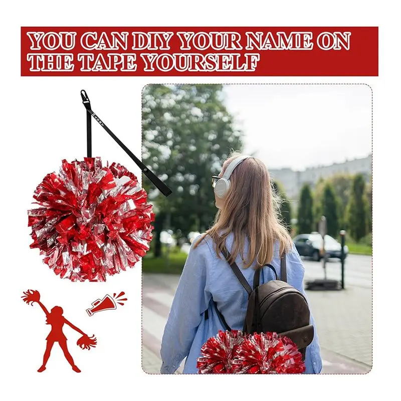 ABYM Adjustable Pom Poms Holder With Snap Closure Hanger 12 Pcs Accessories Backpack Straps Keychains For Cheerleading