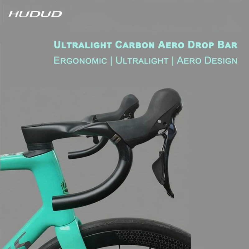 

HUDUD HB07 Carbon Aero One-Piece Drop Bar | T800 | 20mm Rise 15mm Drop Flare -7° Stem Angle |Reach 74 Drop 110mm | 325G