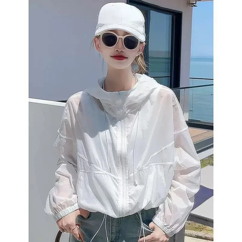 2026 Women Thin Jacket New Sun UV-proof Hooded Coat Outdoor Long Sleeve Female Summer Windbreaker Casual Outerwear Top