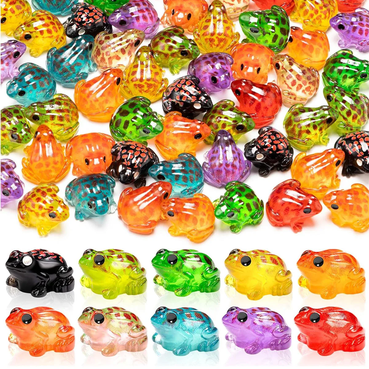 10 pçs mini estatuetas de sapos de resina luminosa, brilham no escuro sapo animais minúsculos para diy jardim de fadas, recipiente de vidro