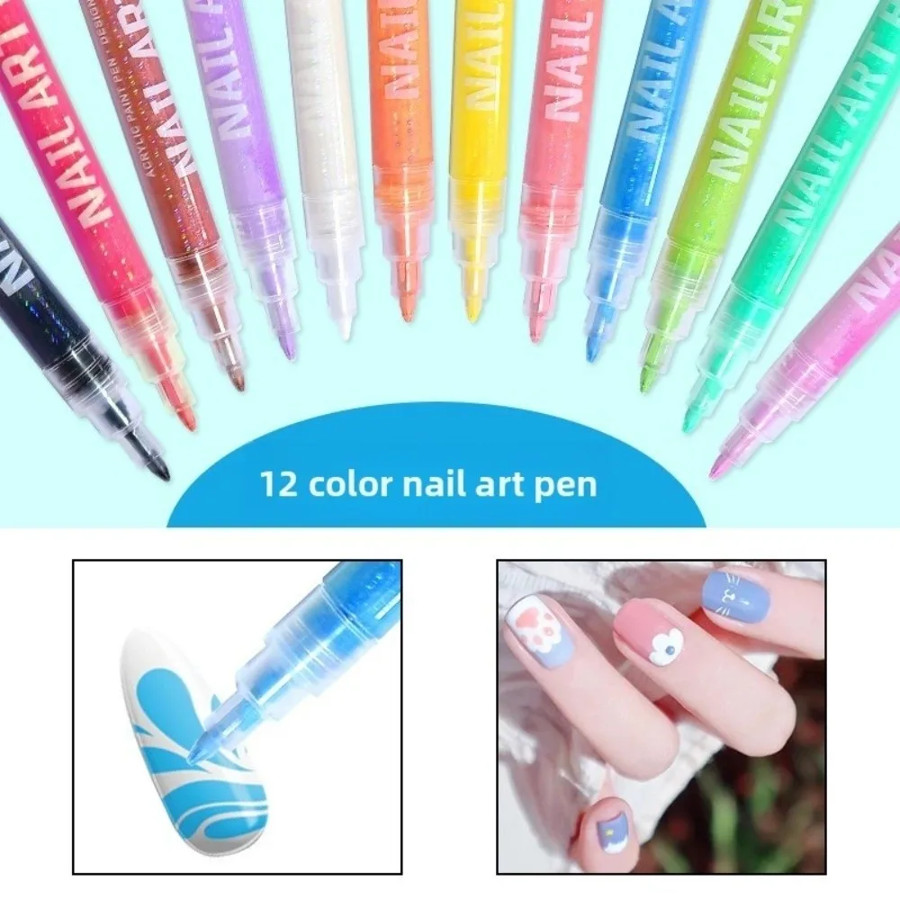 Nieuwe 7/12 Kleuren Nail Art Markers voor Gel Nagels DIY Waterdichte Nail Art Pennen Set Art Nail Decoratie Nail Art graffiti Pen