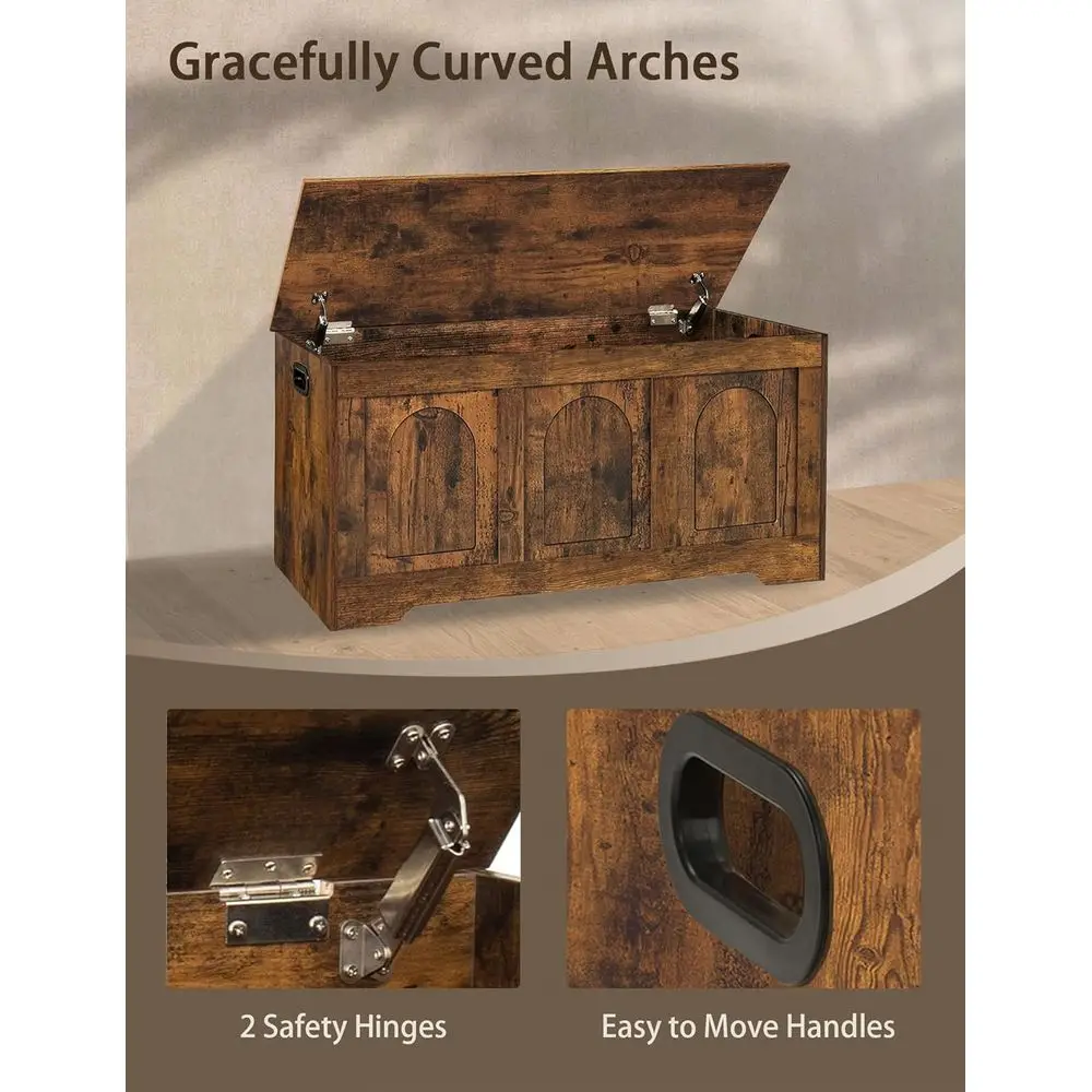 大きな素朴な木製収納チェスト、フリップトップ玄関靴ベンチ付き、39.4、組み立て簡単、リビングルーム、寝室、プレイルームに最適