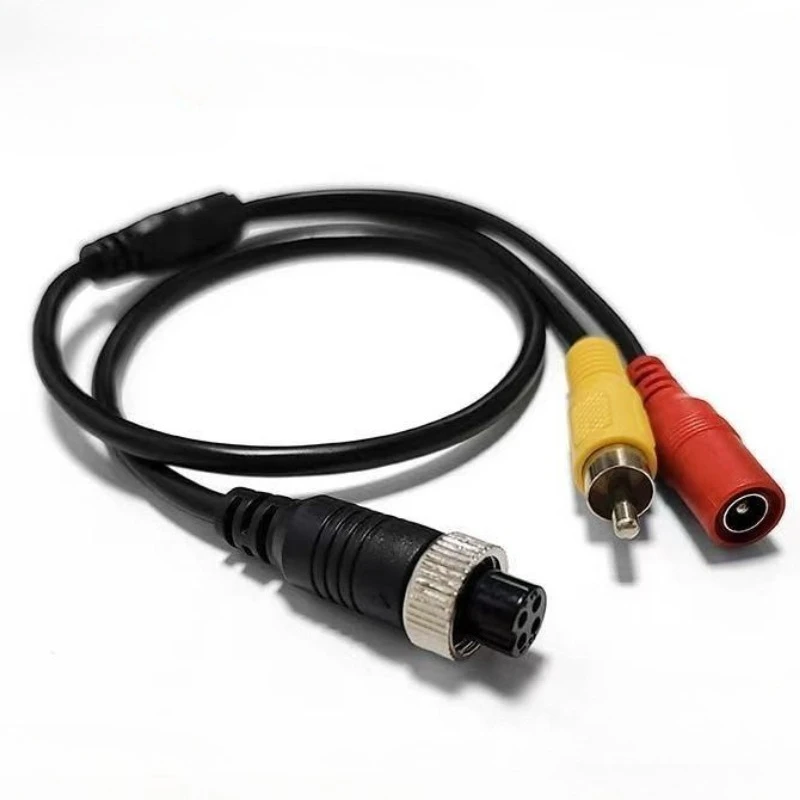 AV & DCPower Converter Cable 4Pin Aviation MaleToFemaleWiring Harness Adapter For Car Rear Camera Monitor