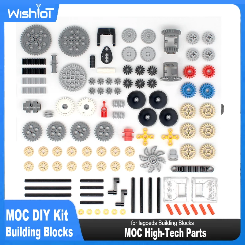 117PCS MOC DIY Technology Building Bricks Assembled Toy Parts Gear Blocks Various Styles Sizes Combinations Gears Set