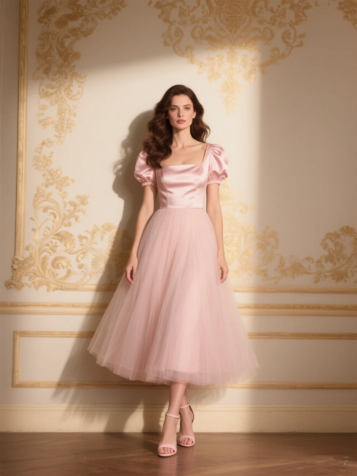 

Sweet A-Line Prom Dress Romance Quinceanera Dress Tea Length Square Neck Short Sleeves Tulle with Ruffles 2025 free customized