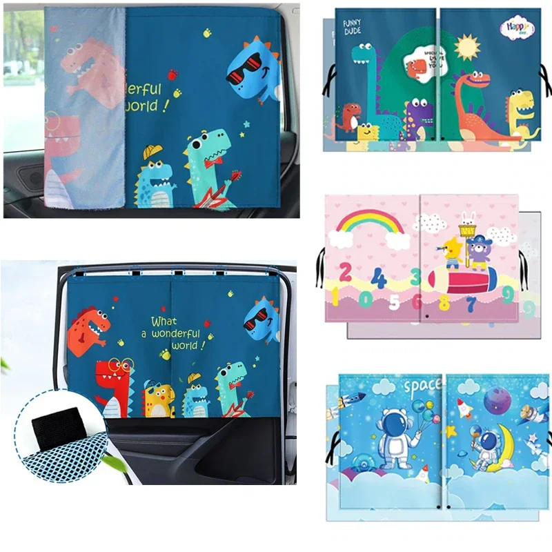 Side Window Sun Shade for Car Windows,Cartoon Cute Spaceman Magnet Side Window Sunshades Privacy and UV Protection for Children