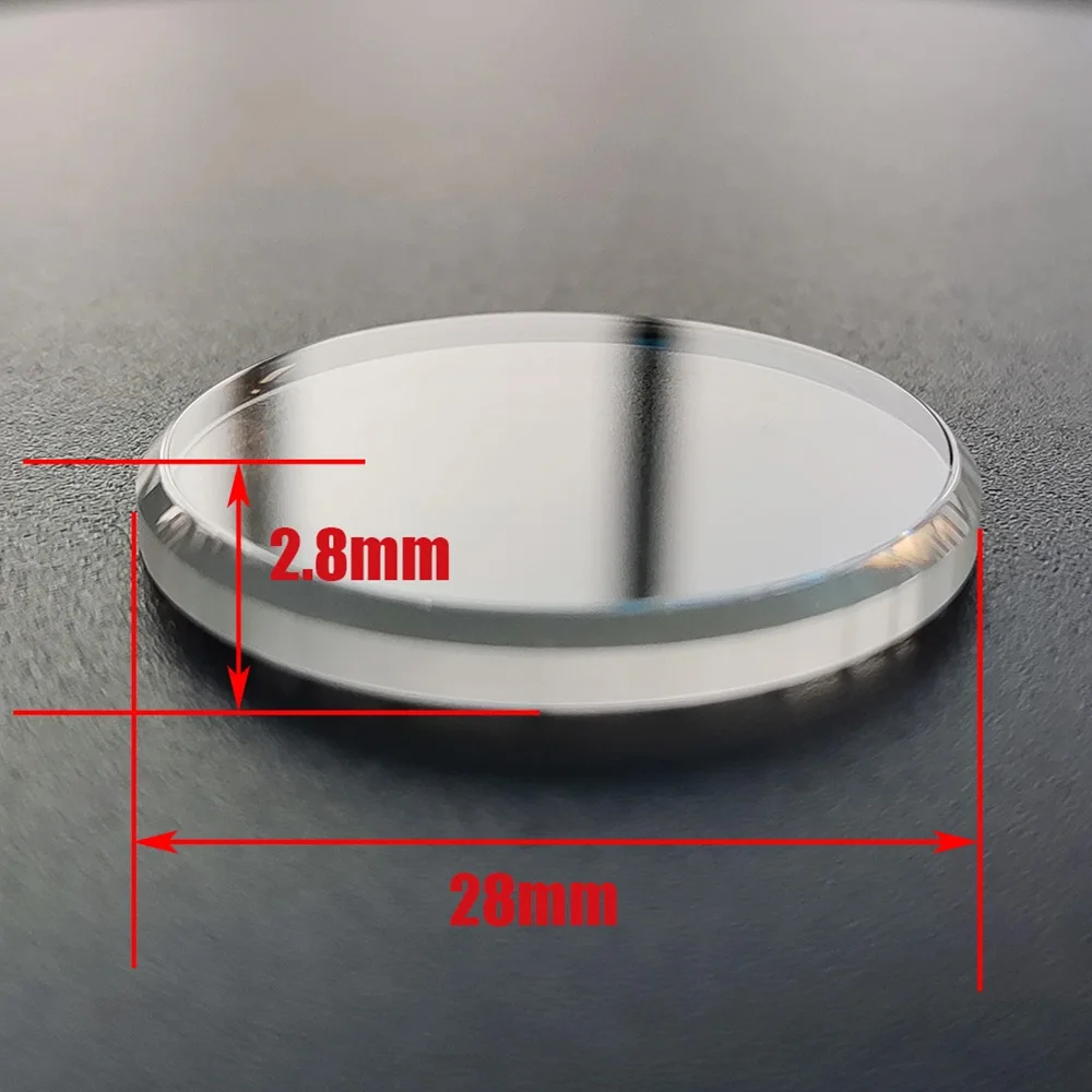 28 مللي متر * 2.8 مللي متر كبير الشطب الياقوت الزجاج شقة الأزرق/الأحمر/واضح/لا AR طلاء ساعة الزجاج صالح SKX013 SKX015 استبدال أجزاء وزارة الدفاع