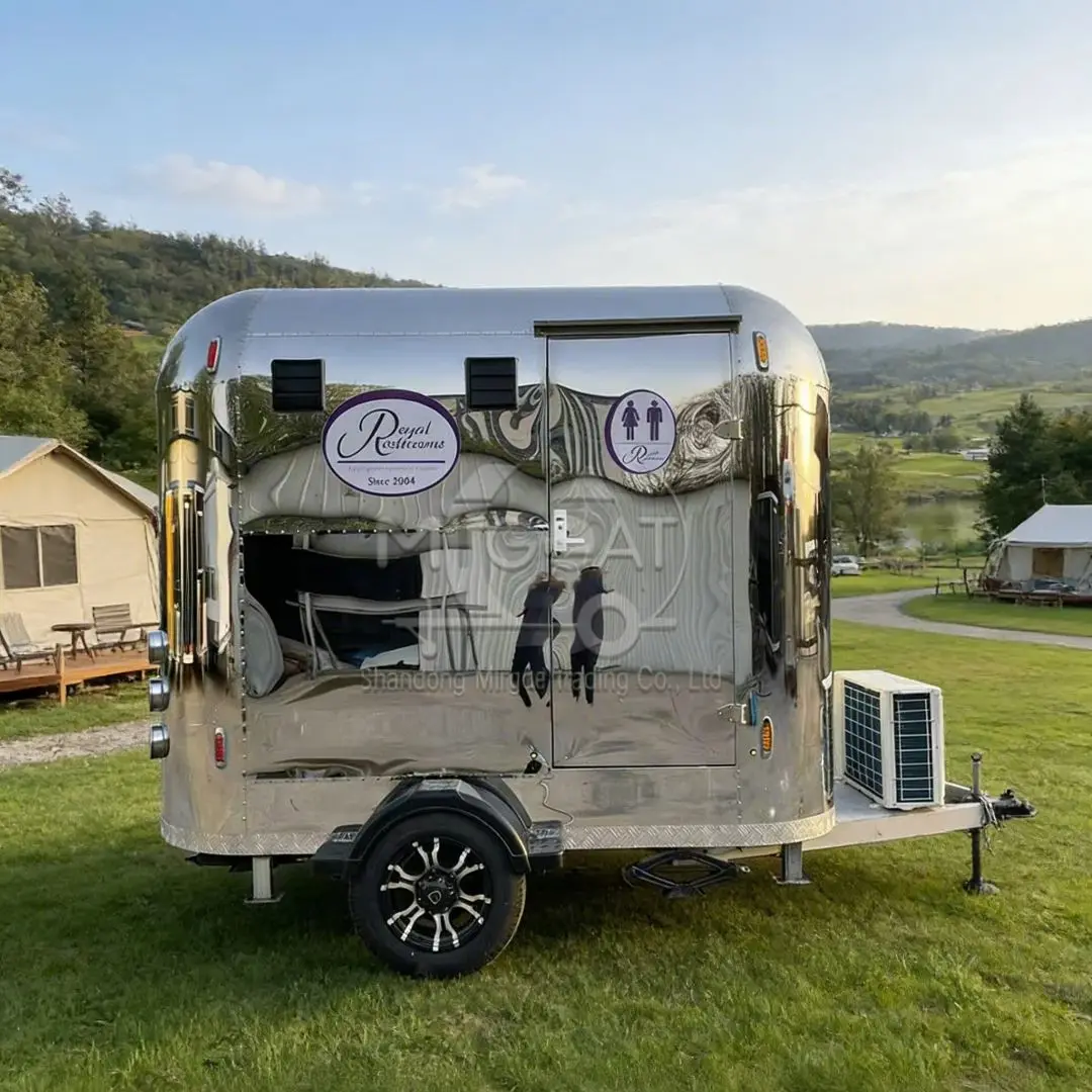 Stainless Steel Mirror Finish Portable Restroom Trailer with Sink And Toilet for Outdoor Scenic Locations Mobile Sanitation Solu