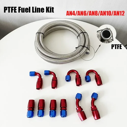 AN4 AN6 AN8 AN10 AN12 Manguera de combustible de PTFE de acero inoxidable Tubo de línea de enfriador de gas y aceite 4x0 °   4x45 °   4x90 °   4x180 °   Accesorios de extremo giratorio