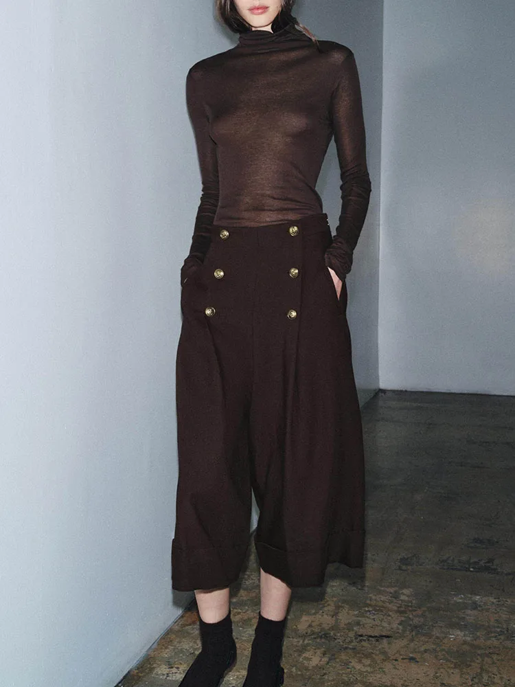 

Faionable Long Sve High Collar Slim Fit Versatile Sweet Ne T-irt for Women Winter 2025 New Arrival Ele Personali