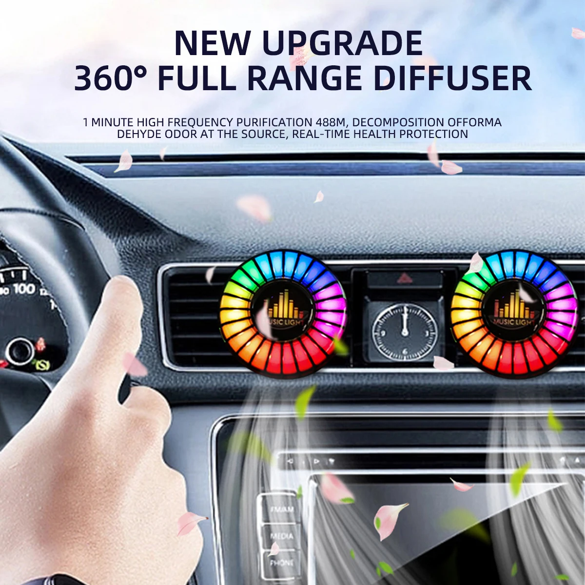 Car Music Rhythm Lamp Air Freshener RGB LED Sound App Control Music Atmosphere Light 256Colors Option Car Interior Ambient Lamp