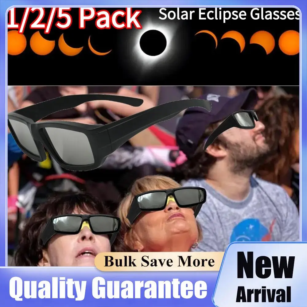 Paquete de 1/2/5 Gafas para Eclipse Solar, Cumplen con las Normas ISO 12312-2 2015, Lentes de Protección para la Observación Solar, Protección Segura para la Observación del Sol Directamente