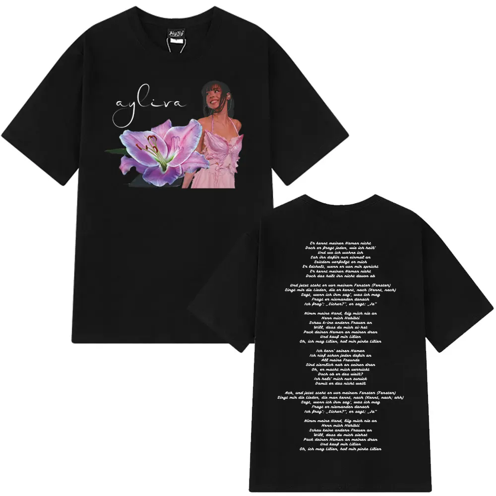 

Singer Die Ayliva Tour 2025 Double-sided Print T Shirts Men Women Harajuku Casual Short Sleeve T-Shirt Aesthetic Cotton T Shirts
