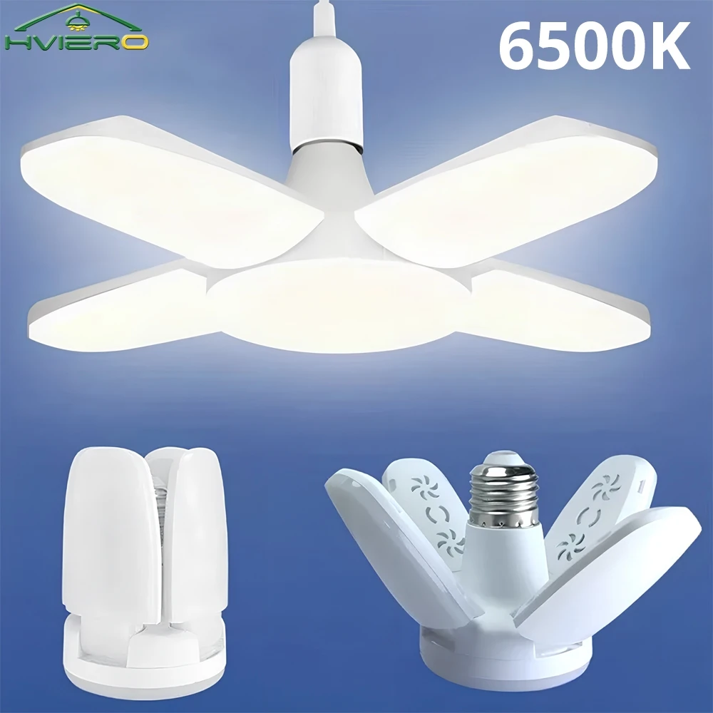

1Pcs E27 Foldable Fan Shape LED Bulb Lamp 220V 110V 40 LEDs Light Bulbs For Home Ceiling Lamp Warehouse Garage White Light 6500K