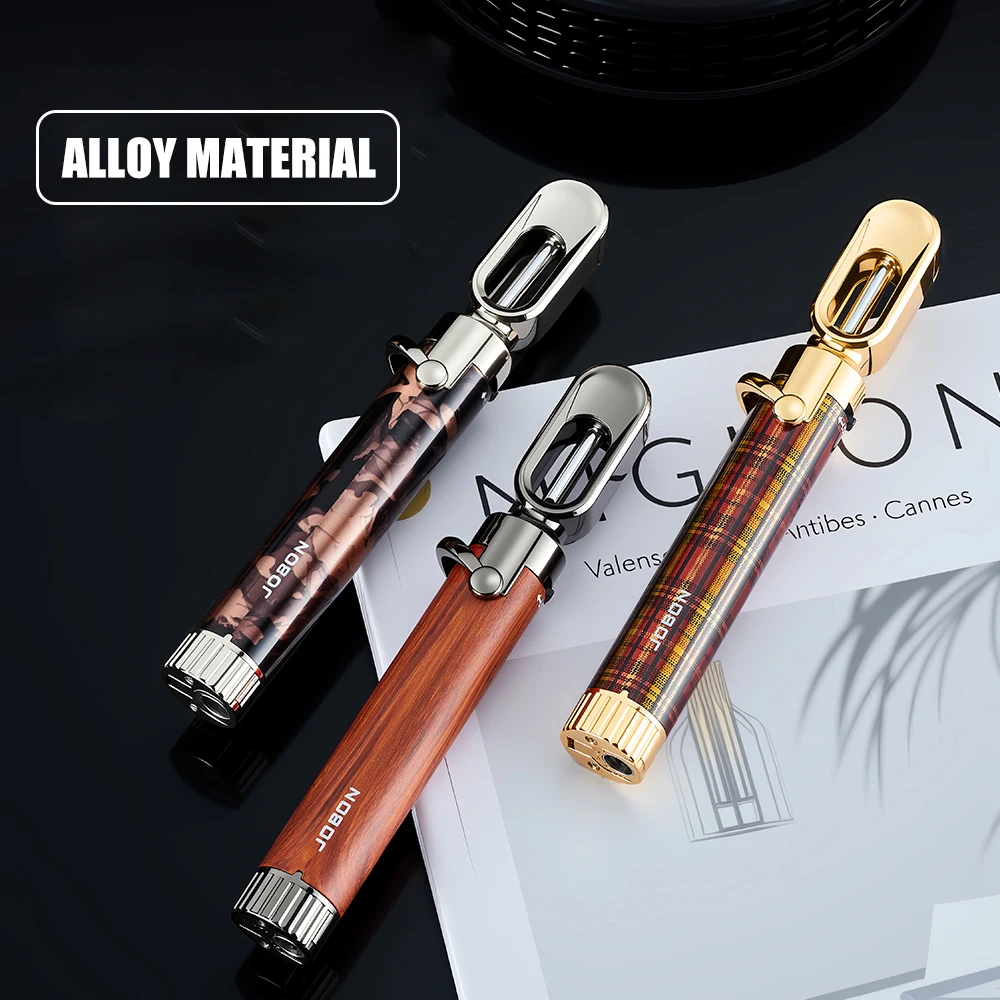 JOBON Blue Flame Cigar Lighter Rocker Arm Ignition Visible Gas Window Safety Buckle Design Creative Design Metal Body view 5