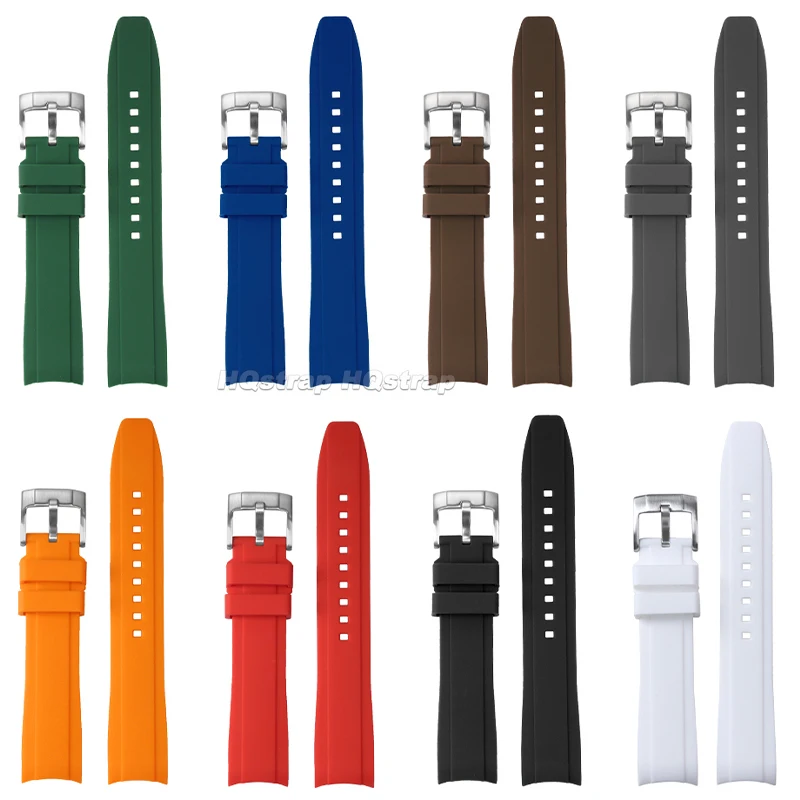 Силиконовый ремешок 20 мм 22 мм, резиновые водонепроницаемые ремешки для часов с изогнутым концом для Citizen для браслета Seiko, мягкий спортивный удобный браслет