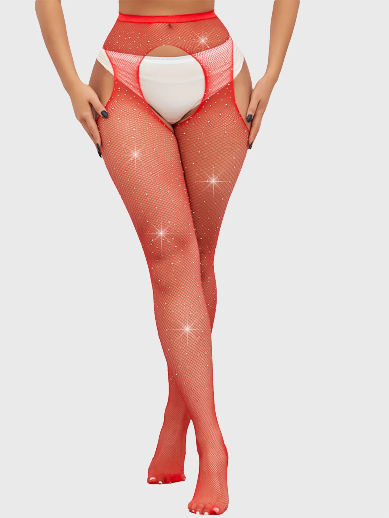 

Сексуальное эротическое белье, чулки, женские сетчатые чулки со стразами и открытой промежностью, плотные высокие колготки для вечеринок, клубные черные чулки, новые