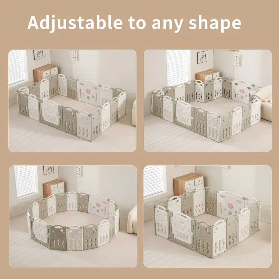 روضة أطفال قابلة للطي للأطفال الرضع والأطفال الصغار 18 لوحة قلم لعب للأطفال كبير ساحة لعب للأطفال محمولة سياج أطفال #6