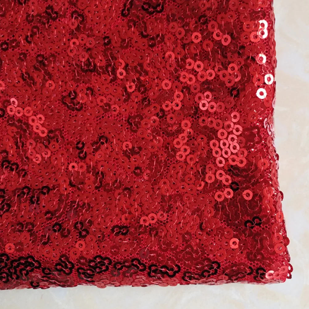 

3Mm Shiny Sequin Fabric 135X100Cm Premium Glitter Cloth For Costume Dress Table Runner Curtain Backdrop Red Craft Sewing