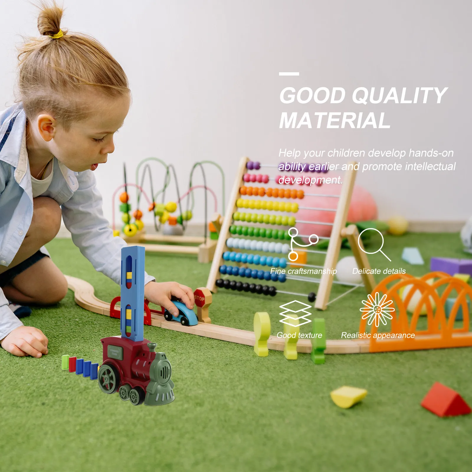 Juego de Dominó de Colores Brillantes para Niños, Desarrolla la Coordinación Mano-Ojo, Regalo de Navidad, Juguetes de Tren y Dominó