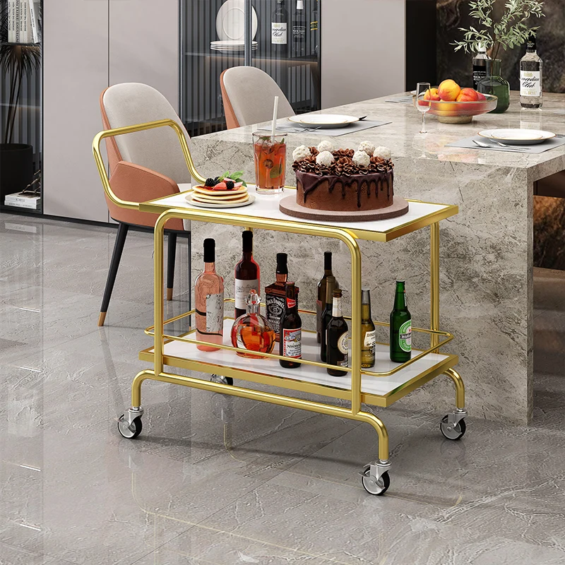 Large Service Cart for Hotel Restaurant Multi-Tier Snack Trolley Party Cake Server Wagon Mobile Commercial Beverage Storage Cart