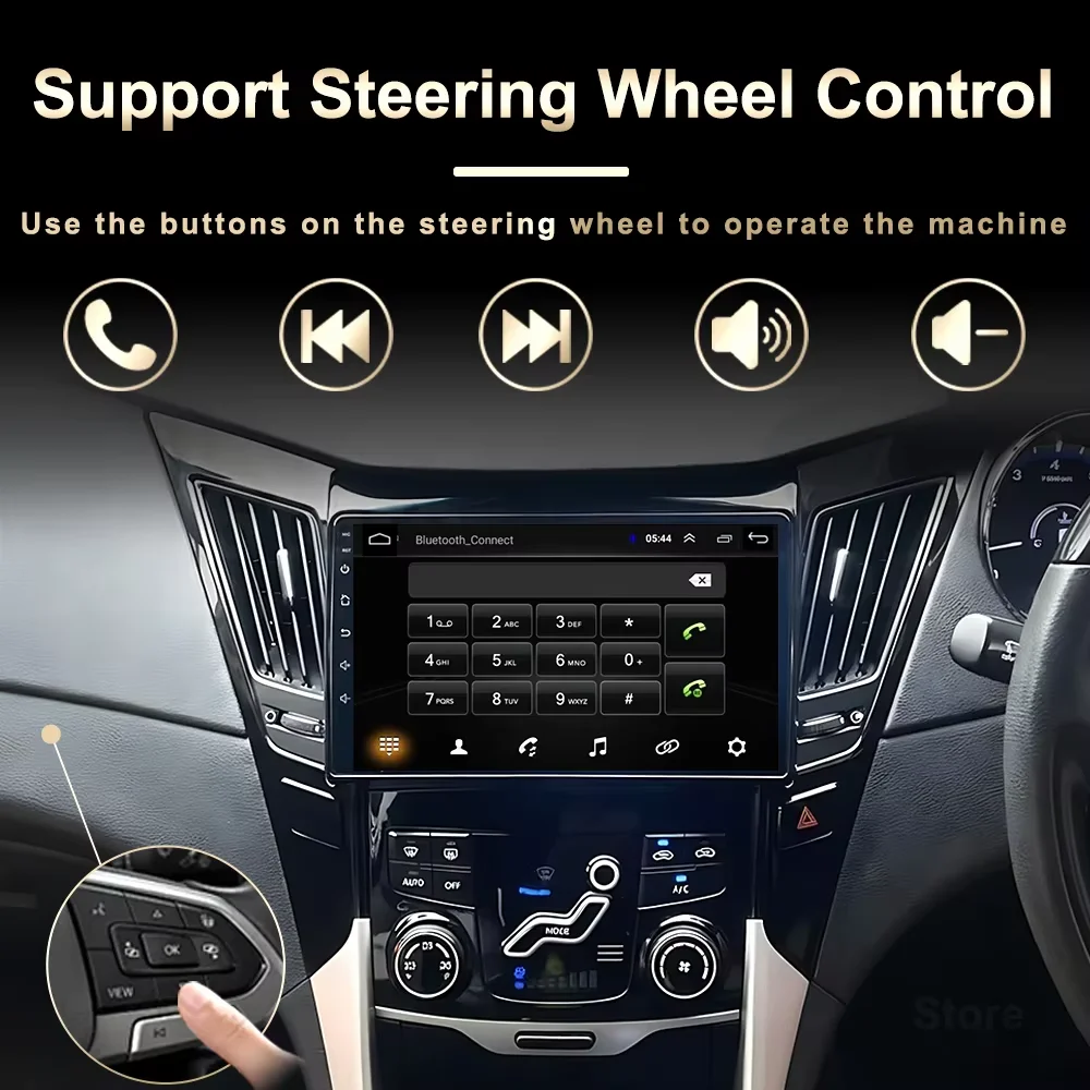 Android 16 para Hyundai Sonata 6 YF 2009-2014, Reproductor Multimedia Estéreo Inalámbrico ZLink CarPlay de 8 Núcleos con Control del Volante 4